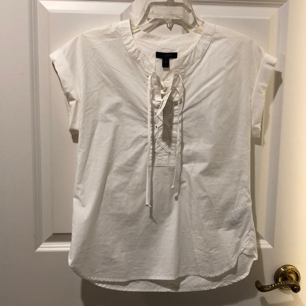 J. Crew short sleeve lace up blouse